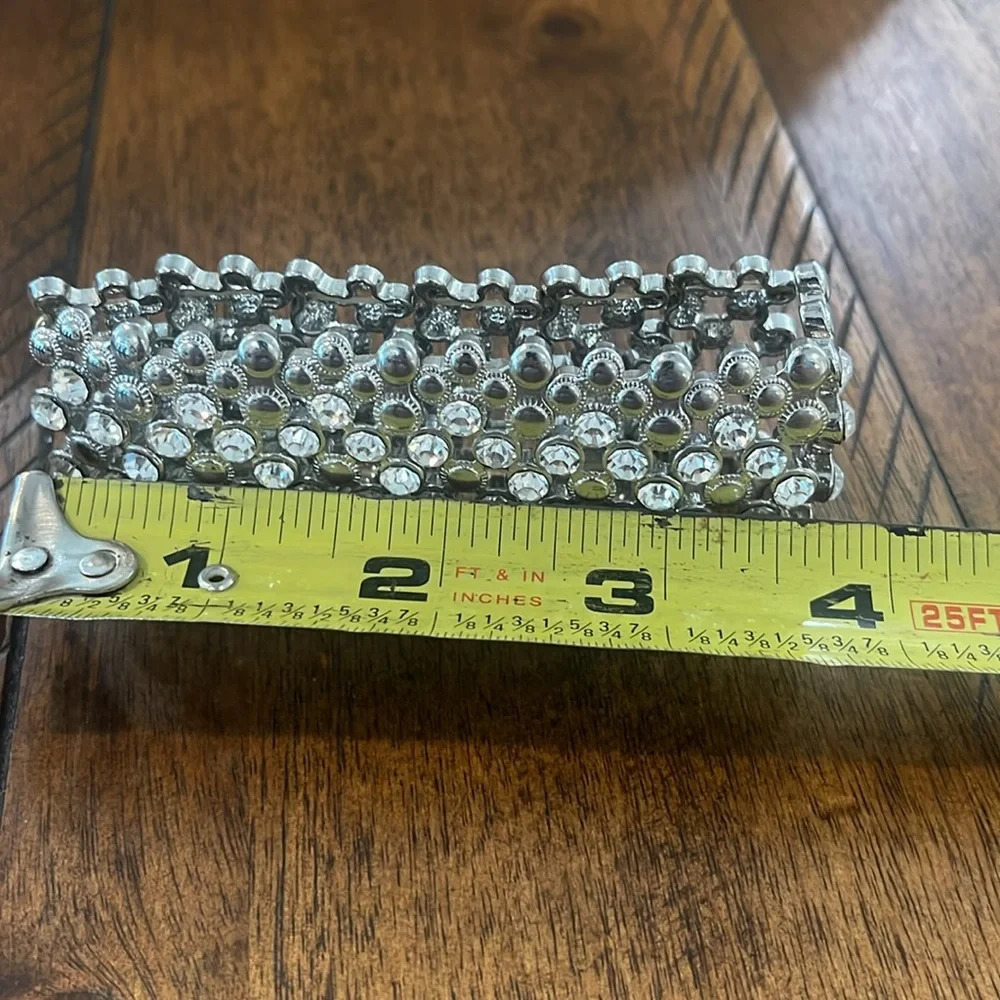 Ring size 8 bracelet rhinestone paved silver tone bling bling fashion jewelry - Picture 15 of 17